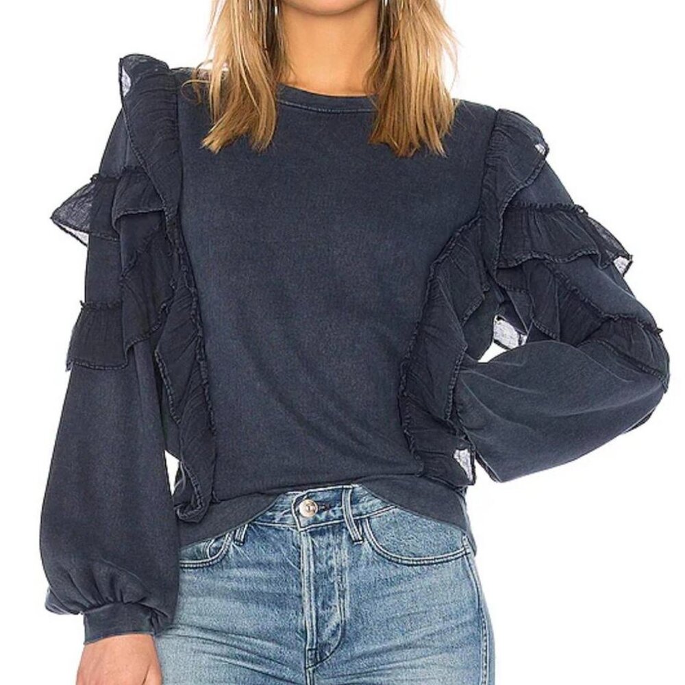 Tularosa Ruffle Sweater in Navy